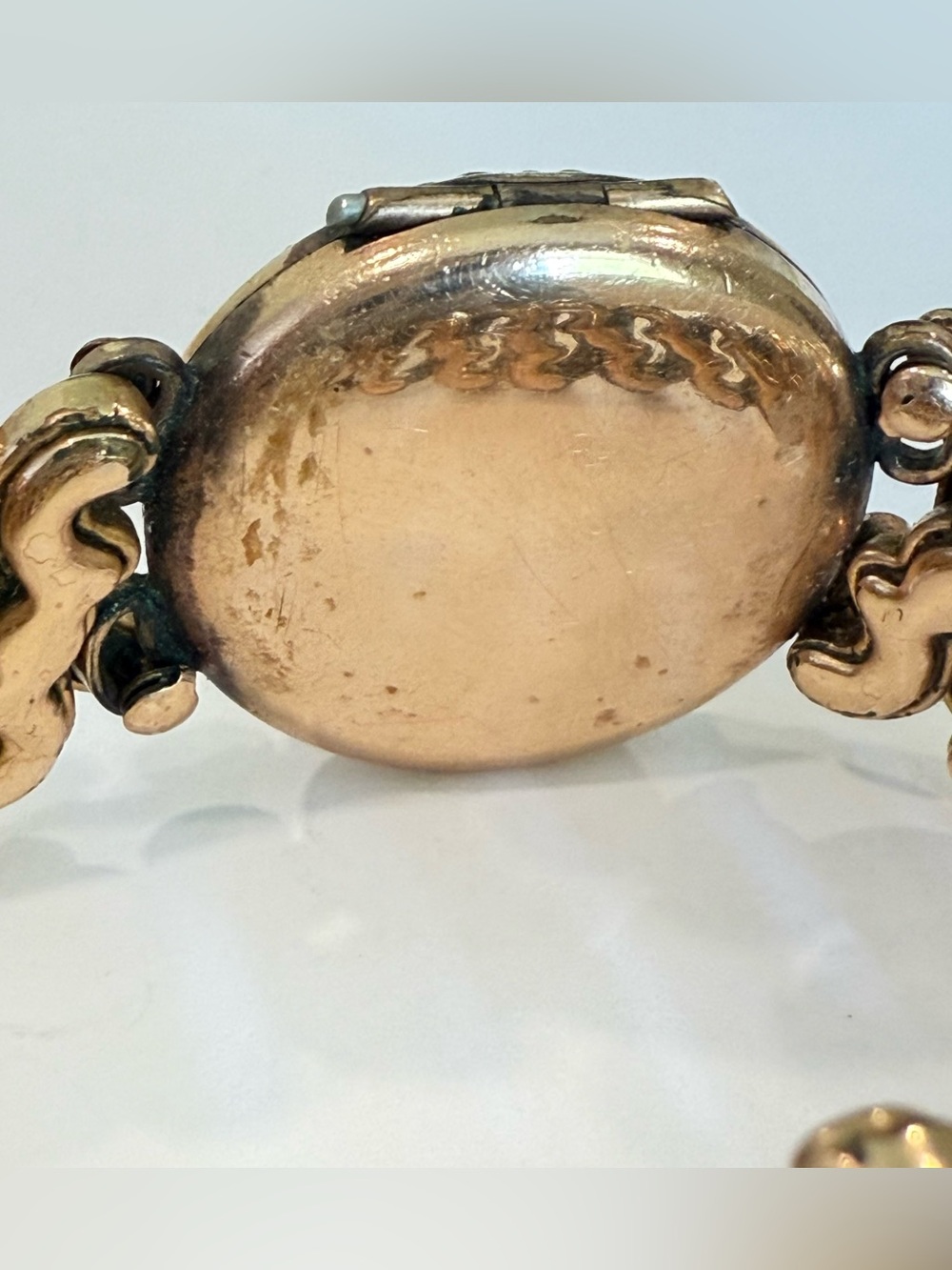 Vintage Rolled Gold Expansion Bracelet Photo Locket Monogram Victorian Style - Picture 9 of 16